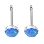 Synthetic Azure Opal Round Sterling Silver Stud Earrings, e440st